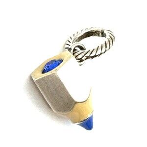 Brighton Art Pencil Blue Drawing Crystal Silver Pendant Charm